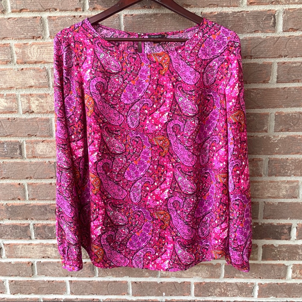 💕 Ann Taylor Pink Paisley Blouse
